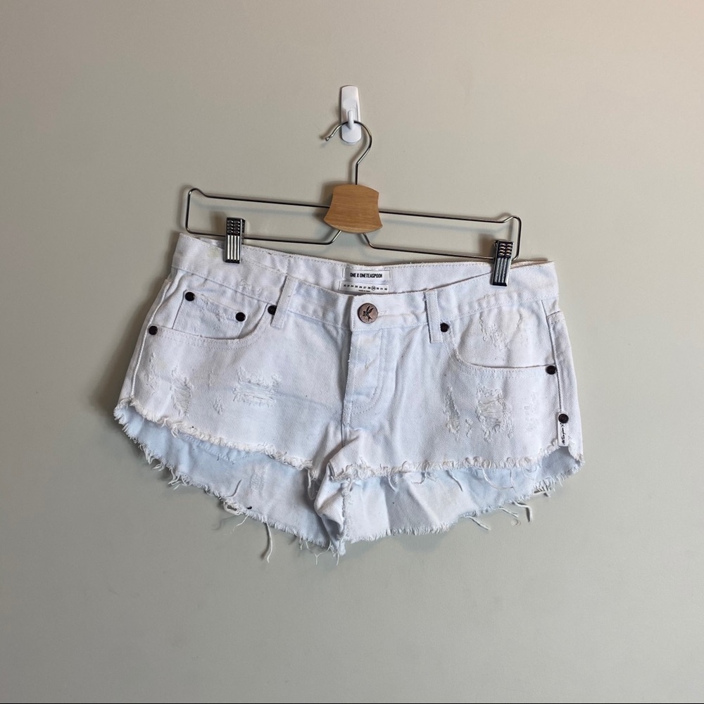 One Teaspoon White denim shorts
